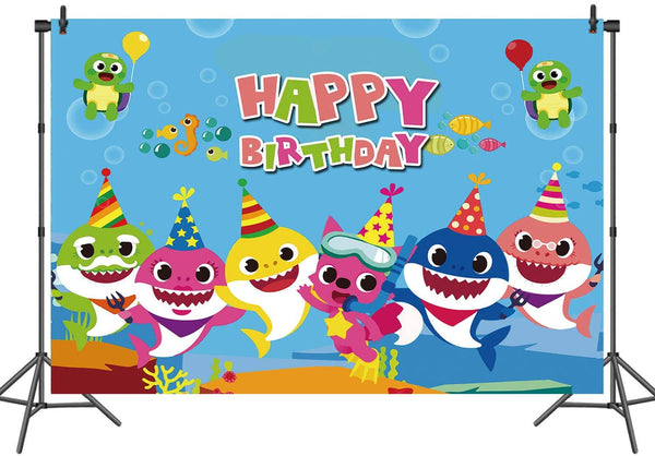 Cartoon Baby Shark Family Party Backdrop Undersea World Baby Shark St Daniu Idea