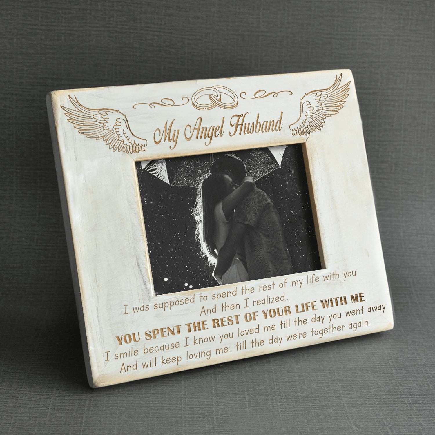 My Husband is My Angel - Engraved Wood Frame - WHPT017-01 - Family Box Co