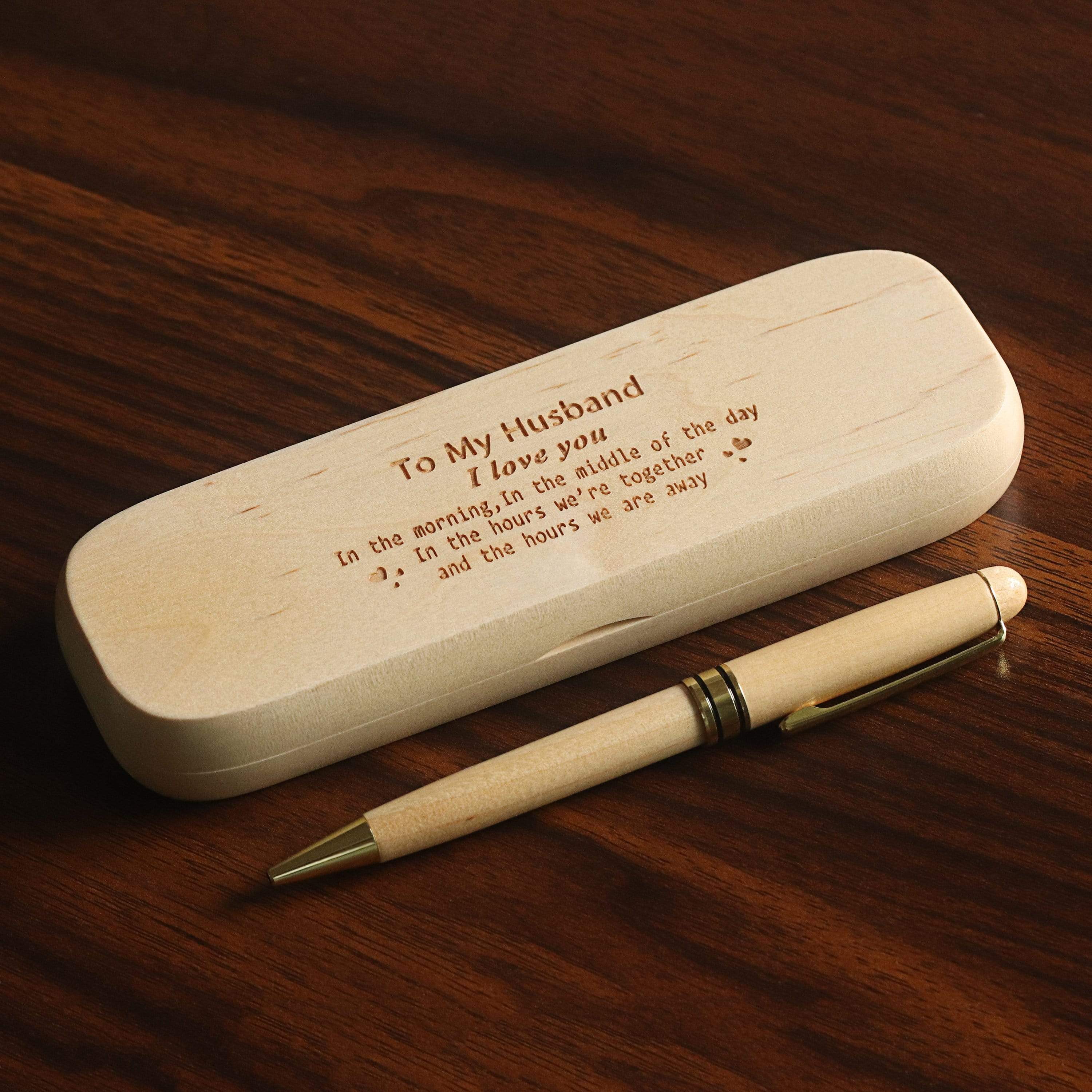 To My Husband - Luxury Pen with Engraved Wood Case - WHBI01-04 - Family Box Co