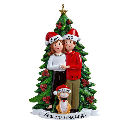 Personalised Christmas Ornament with Pets | Personalised Christmas Decoration Couple with Cat | WowWee.ie