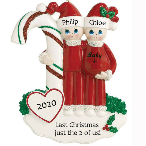 Personalised Christmas Ornament | Personalised Pregnant Couple Christmas Decoration | WowWee.ie