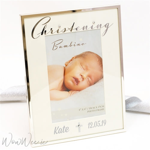 silver christening photo frame