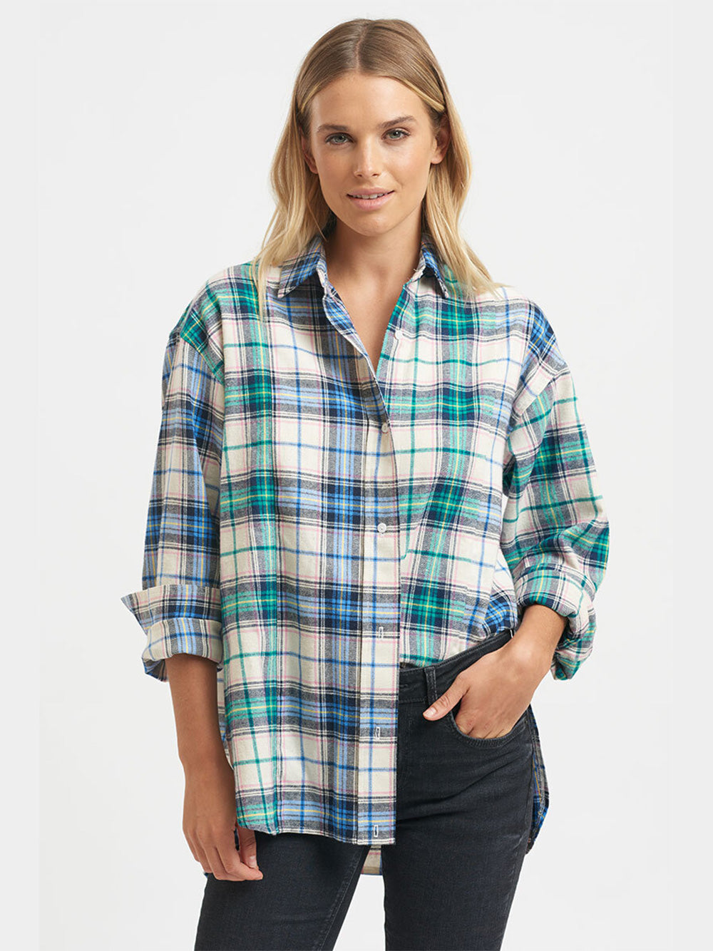 SHIRTY Classic Flannie Shirt - BLUE GREEN COMBO – instoreclothing