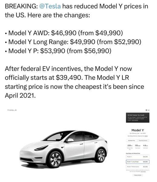 Tesla Cuts Prices of Model Y and Model 3 in Response to Profit
