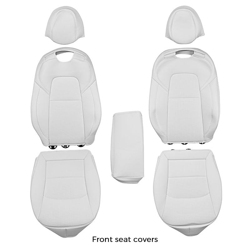 AOMSAZTO Custom Fit Model 3 Car Seat Covers For Tesla 3 2016-2023 Full Set  Waterproof White 