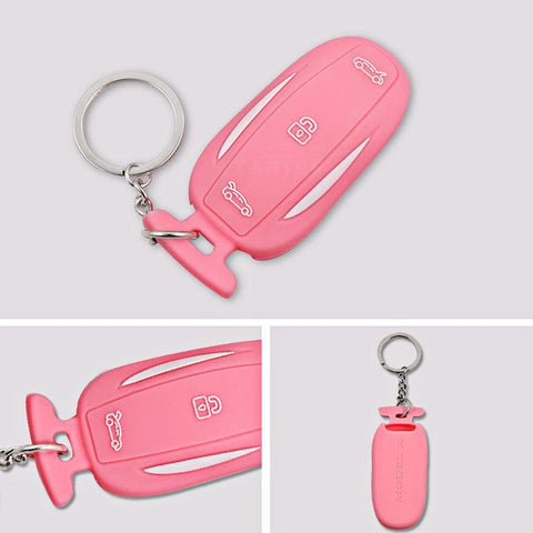 TAPTES Silicone Key Fob Cover with Aluminum Key Chain for Model X