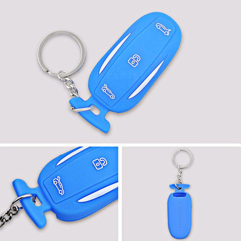 TAPTES Silicone Key Fob Cover with Aluminum Key Chain for Model X