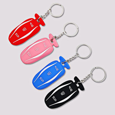 TAPTES Silicone Key Fob Cover with Aluminum Key Chain for Model X