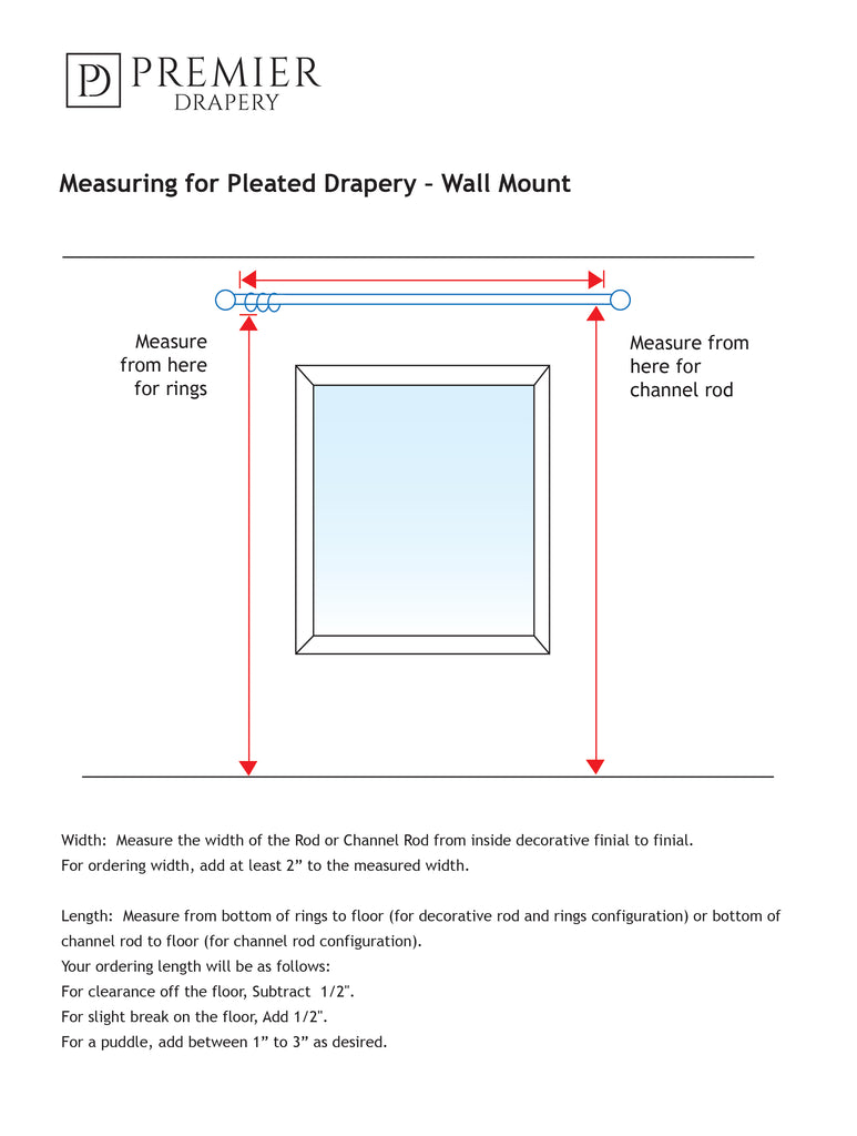 Measuring for Pleated Drapery - Wall Mount