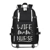 Wife Mom Nurse printing Canvas Backpack