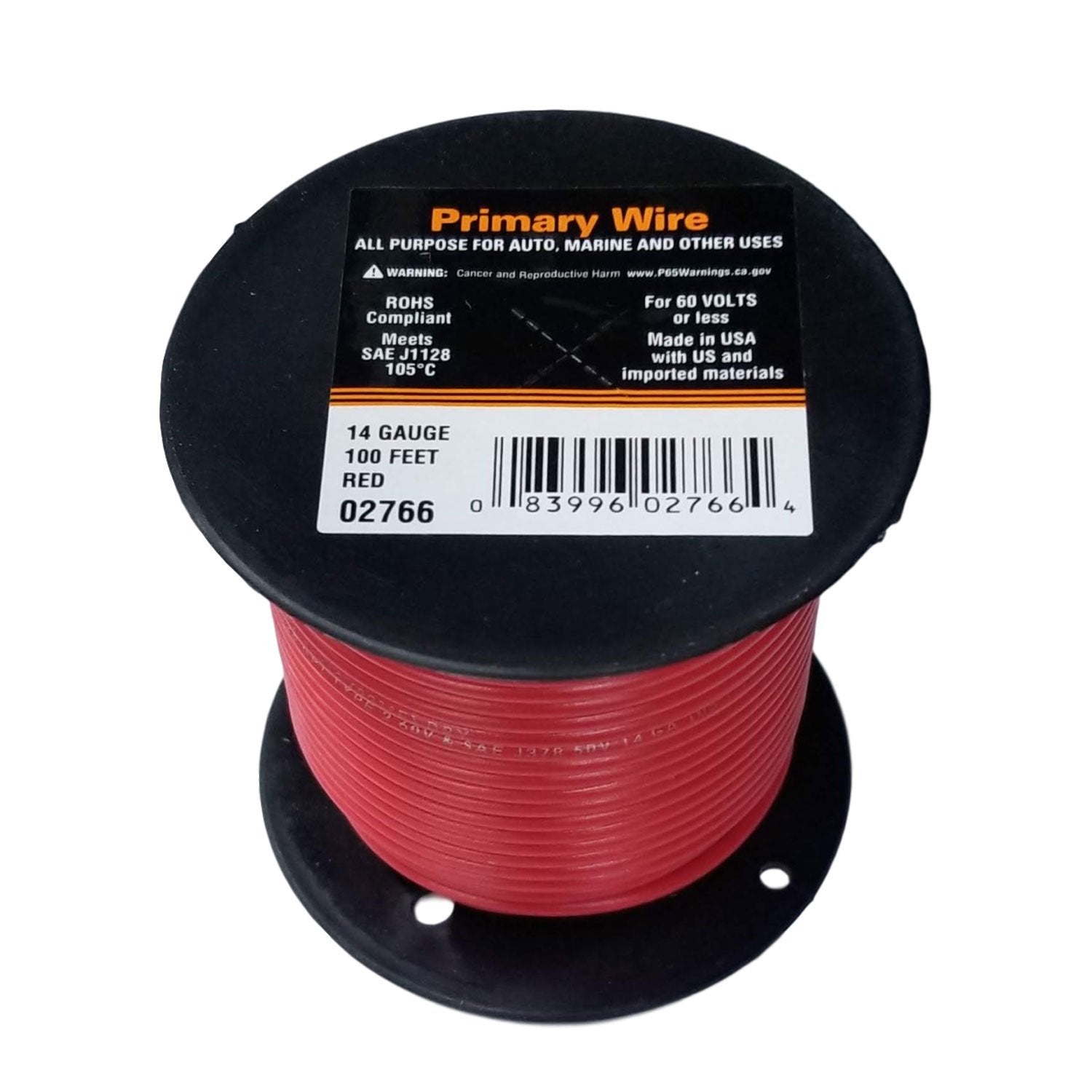 14 Gauge Stranded Red, GPT Primary Wire, 100 foot