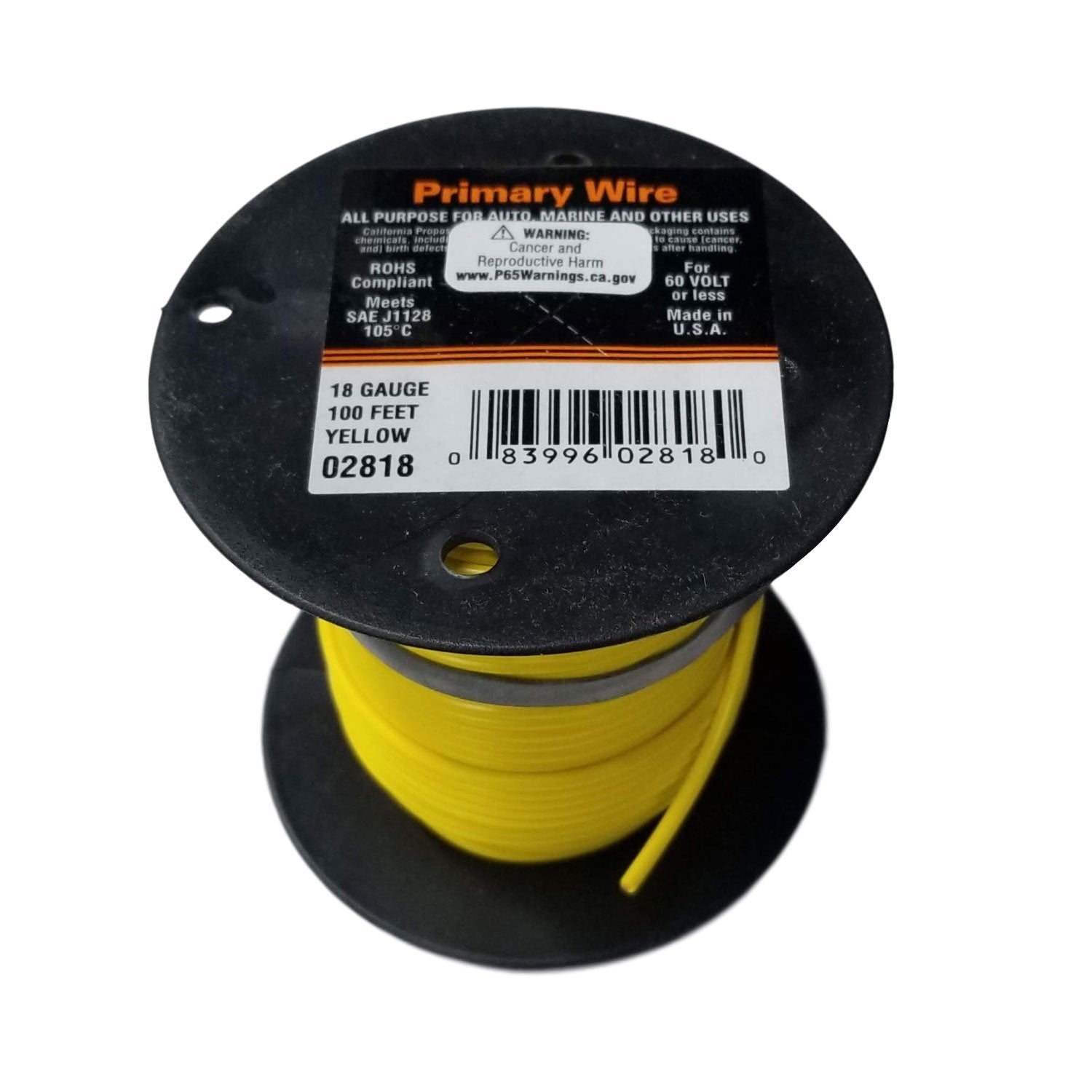 18 Gauge Stranded Yellow, GPT Primary Wire, 100 foot – We-Supply