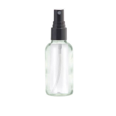 30ml Clear Glass Aromatherapy Bottle with Spritzer - Black (18/410) - Essentially Natural