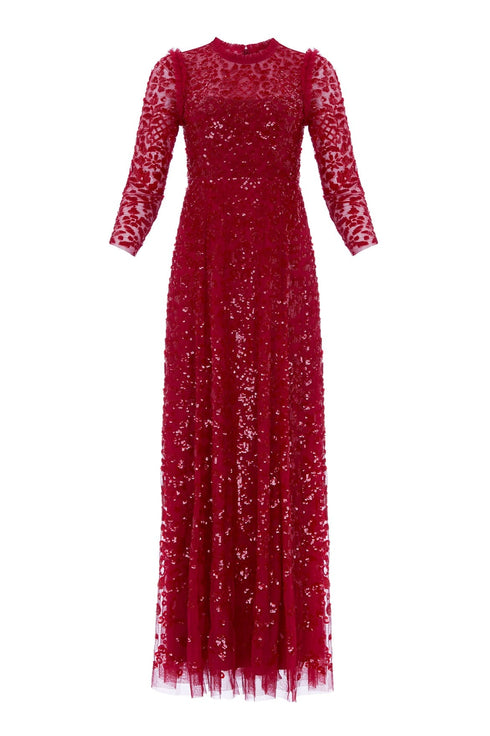 Aurelia Long Sleeve Gown – Red | Needle & Thread