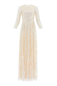 Aurelia Long Sleeve Gown – Champagne | Needle & Thread