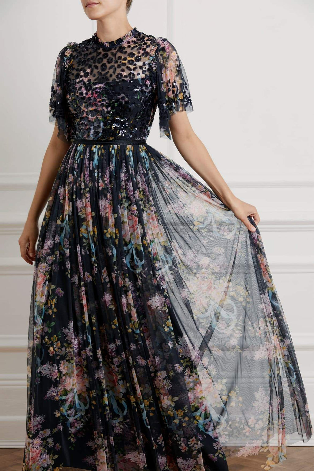 needle and thread floral maxi skirt