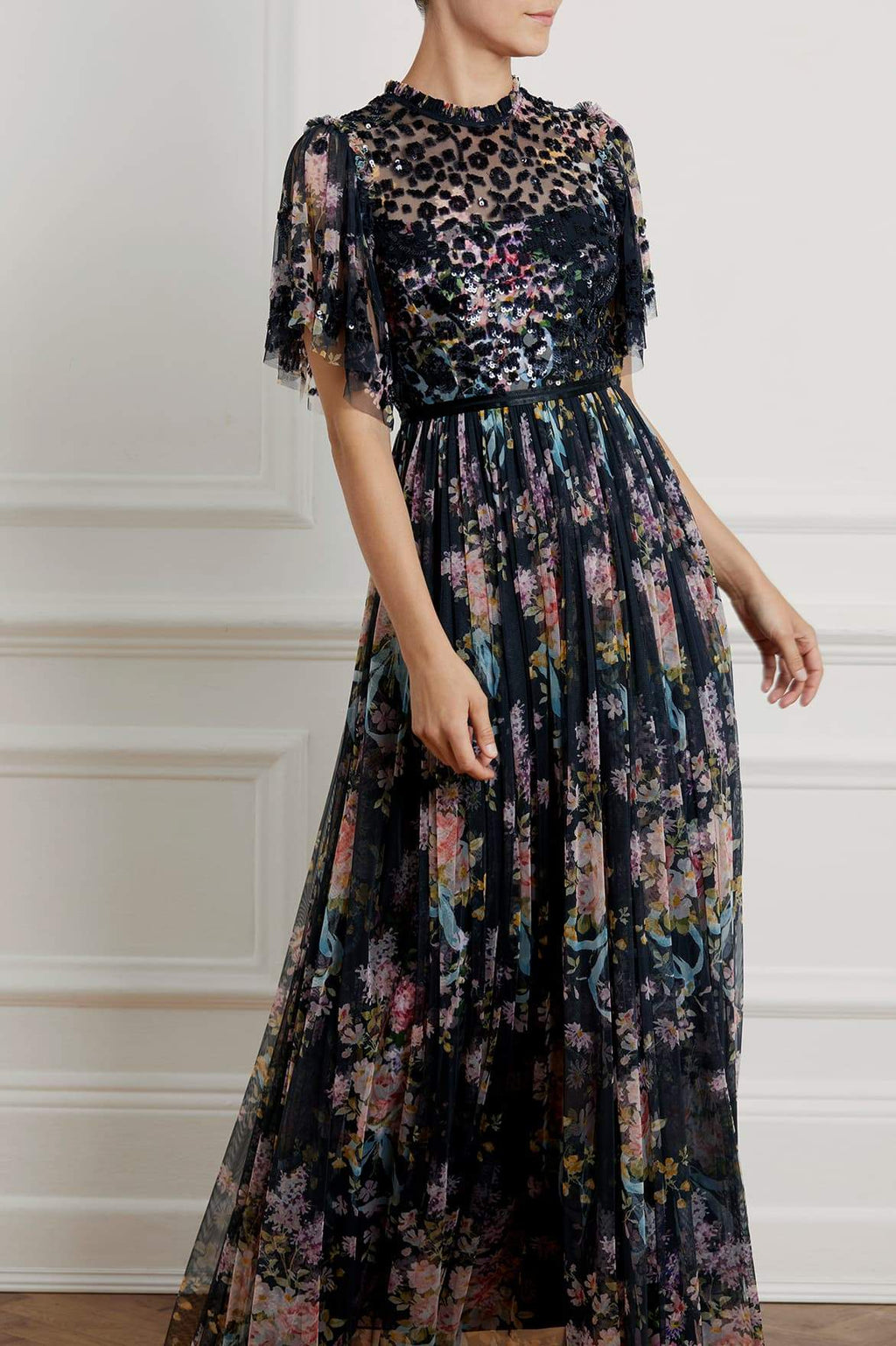 needle and thread floral maxi skirt