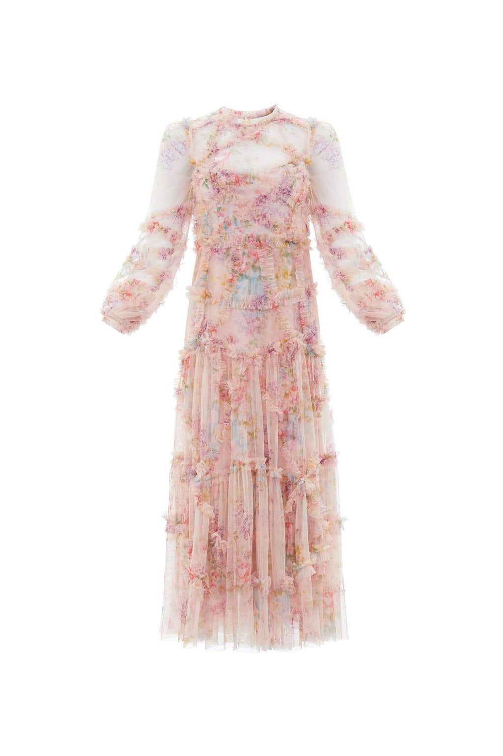 Floral Diamond Ruffle Ballerina Dress – Pink | Needle & Thread