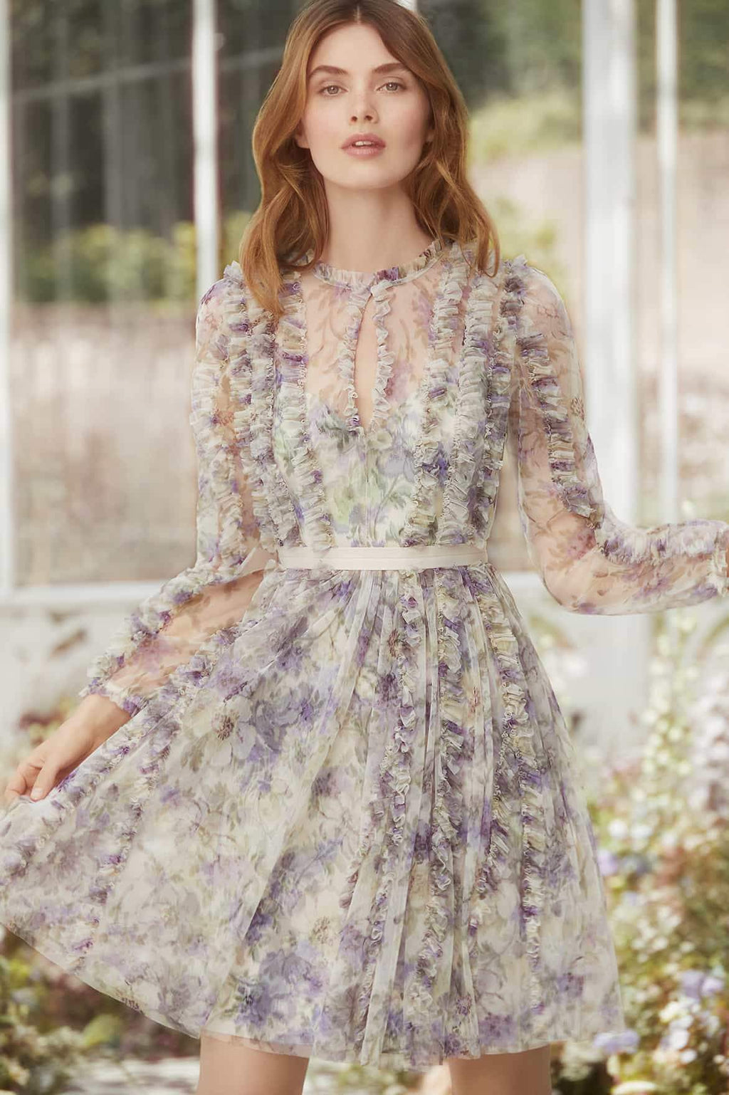 PS20 New Season Lilacs Garland Dress in Champagne.