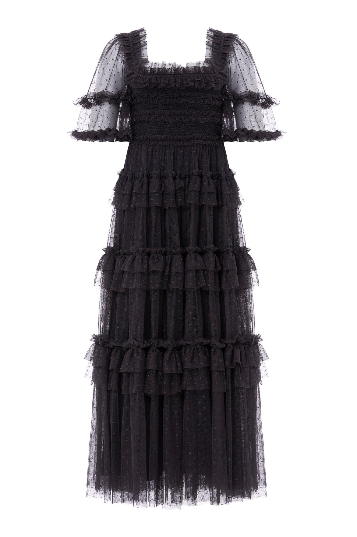 Peaches Smocked Ankle Gown – Black | Needle & Thread