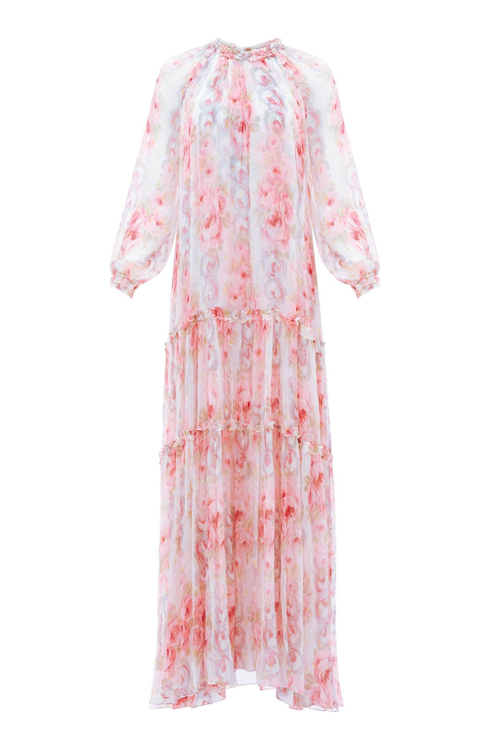 SS20 New Season Ruby Bloom Long Sleeve Gown in Moonshine White