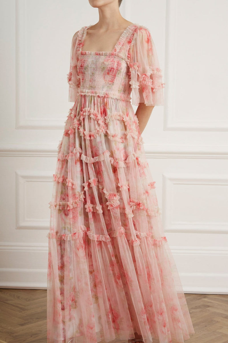 SS20 New Season Ruby Bloom Smocked Gown in Butterfly Blush