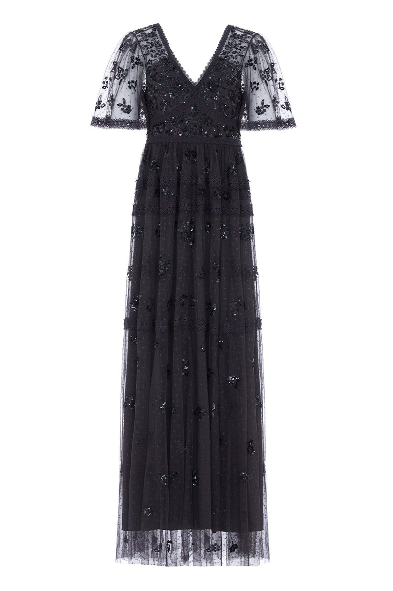 Shimmer Primrose Gown – Black | Needle & Thread