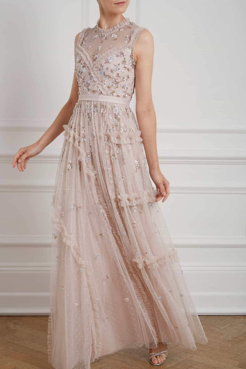CR20 New Season Shimmer Ditsy Gown in Pearl Rose
