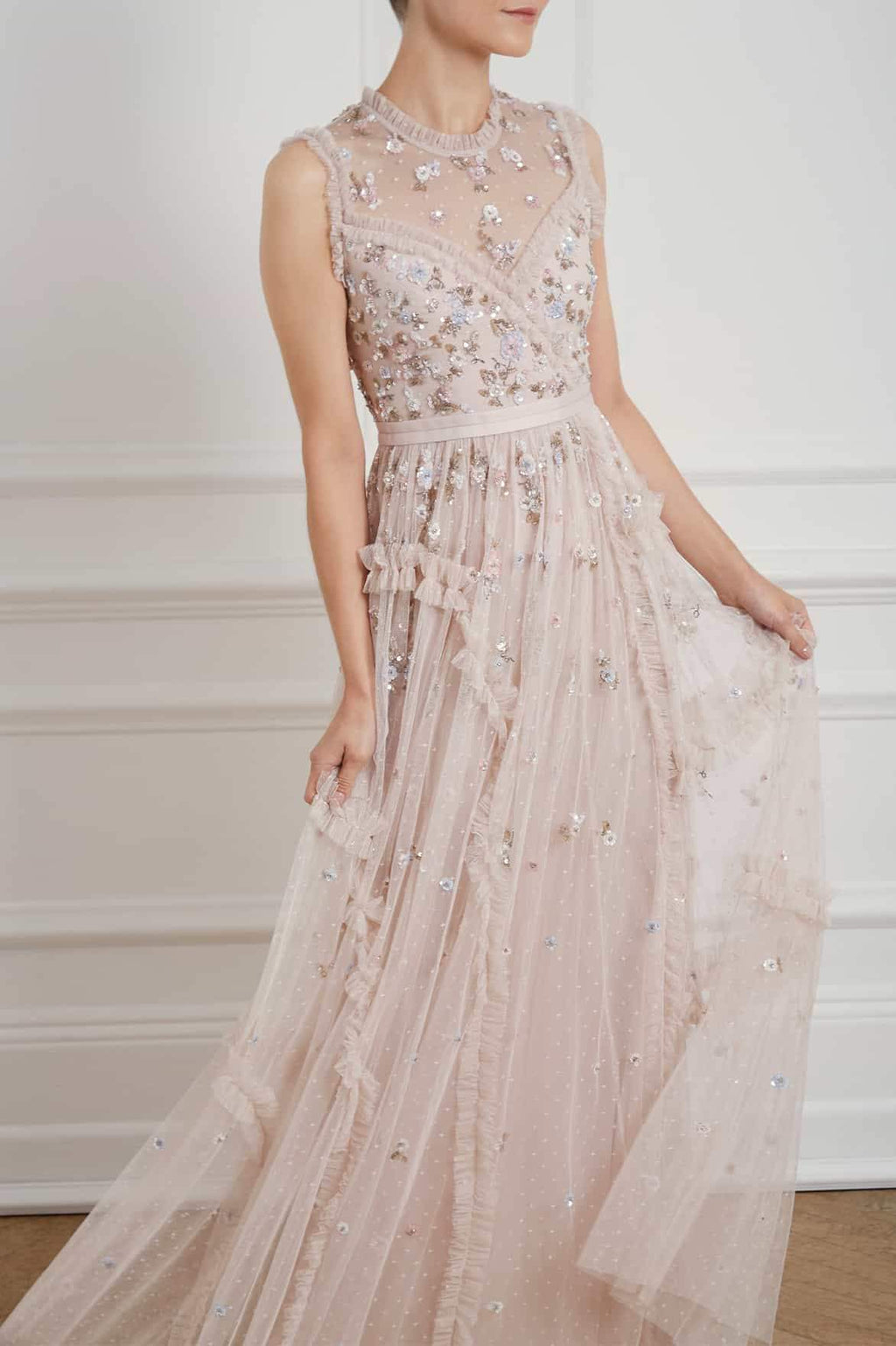 CR20 New Season Shimmer Ditsy Gown in Pearl Rose