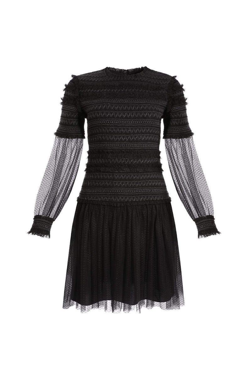 AW19 New Season Smocked Mini Dress in Ballet Black