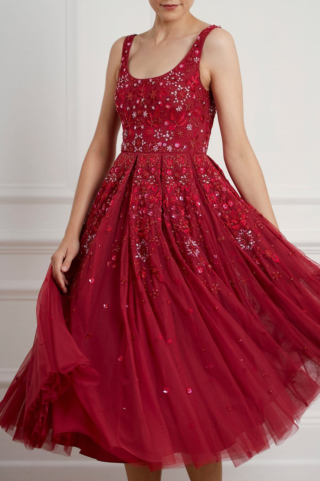 cherry red formal dress
