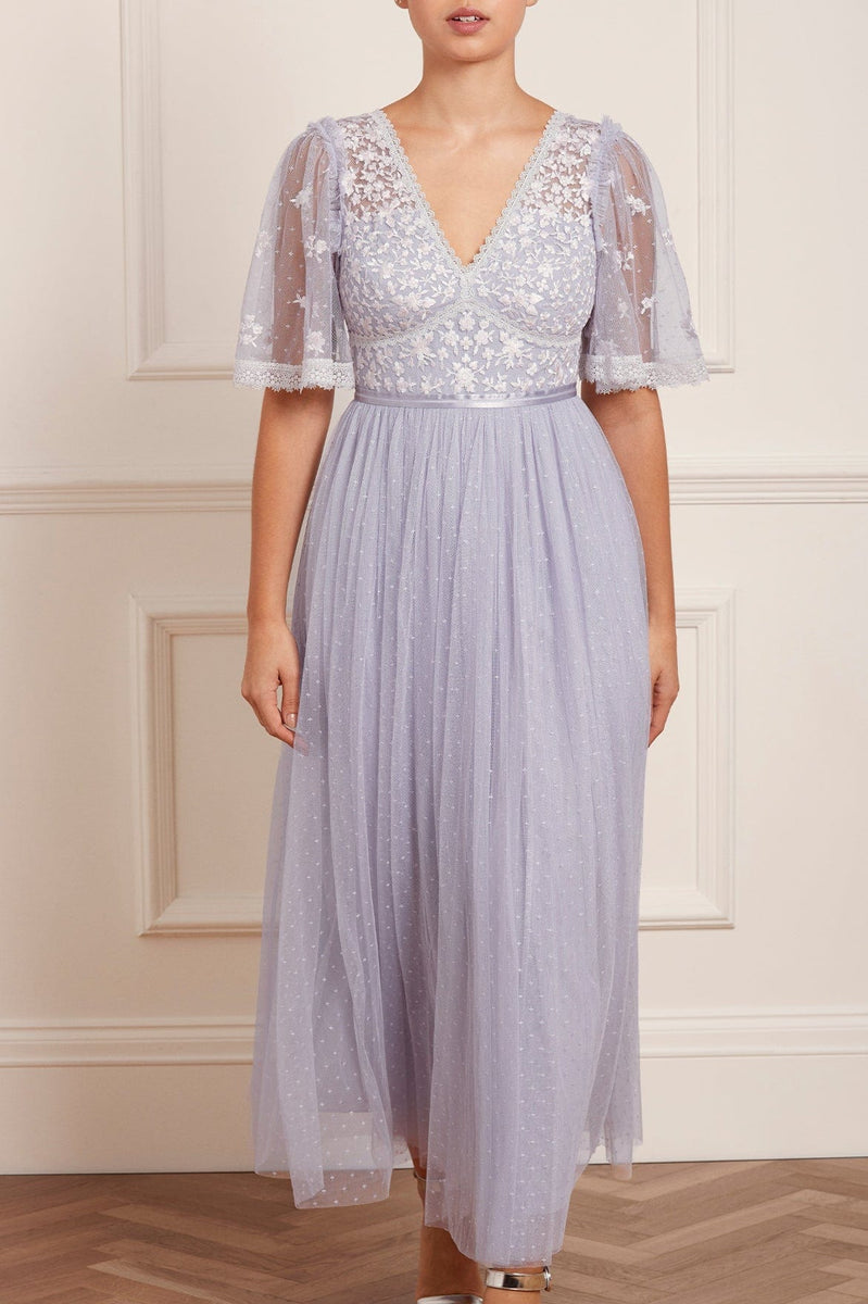 Sweetheart Lace Bodice Ankle Gown – Blue | Needle & Thread
