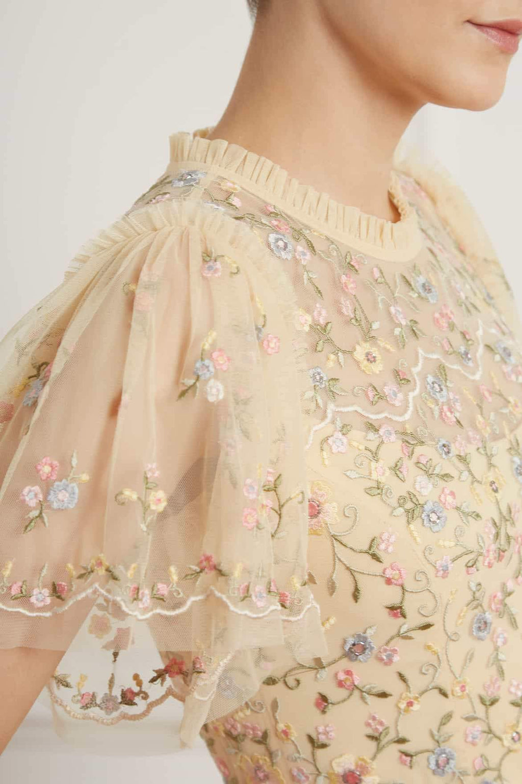 SS20 New Season Sweet Petal Short Sleeve Gown in Papaya Blush