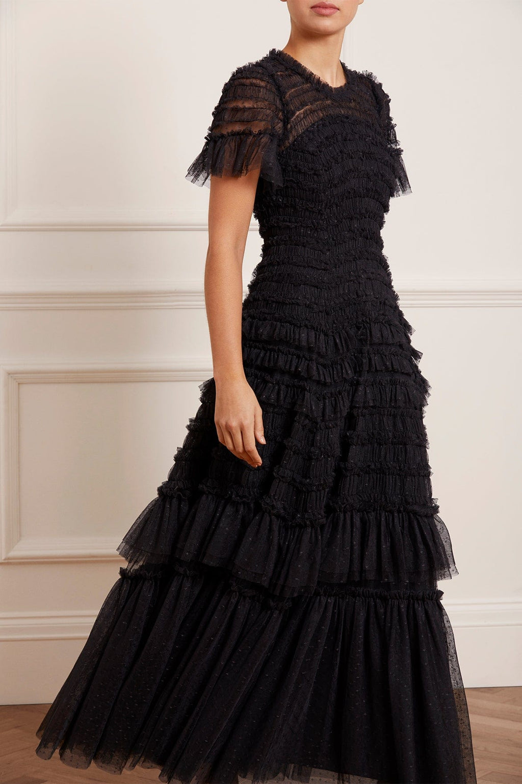 Valentine Ruffle Gown – Black | Needle & Thread