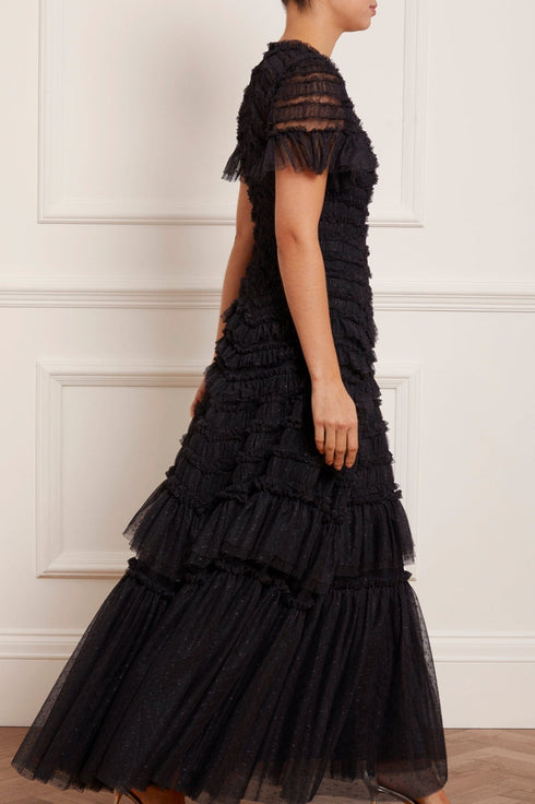 Valentine Ruffle Gown – Black | Needle & Thread