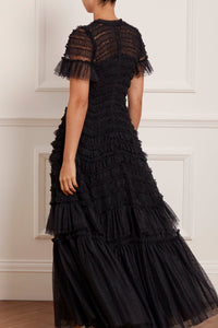 Valentine Ruffle Gown – Black | Needle & Thread