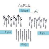 Stainless Steel Kids Silverware Set – 24-Piece Toddler Utensils with 8 Forks, 8 Spoons and 8 Kid-Friendly Knives - Flatware Metal Cutlery Set for Preschooler Baby Child Toddler Self Feeding Dishwasher