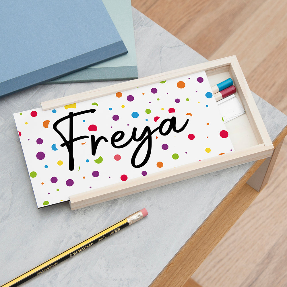 Personalised Kids Fun Polka Dot Pencil Box | Back to School ...