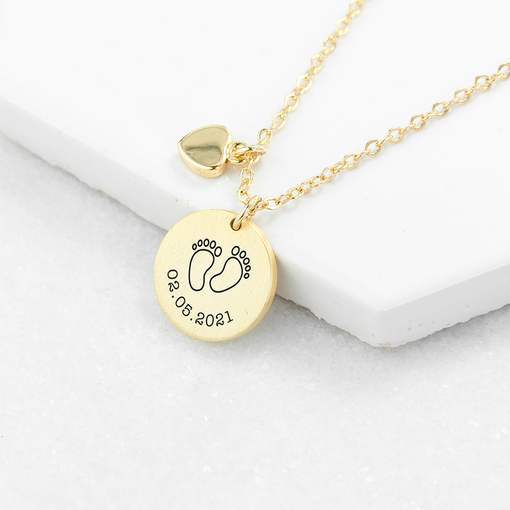Personalised Baby Feet Heart Family Necklace For Mother with 1-8 Names and  Birthstones - CALLIE