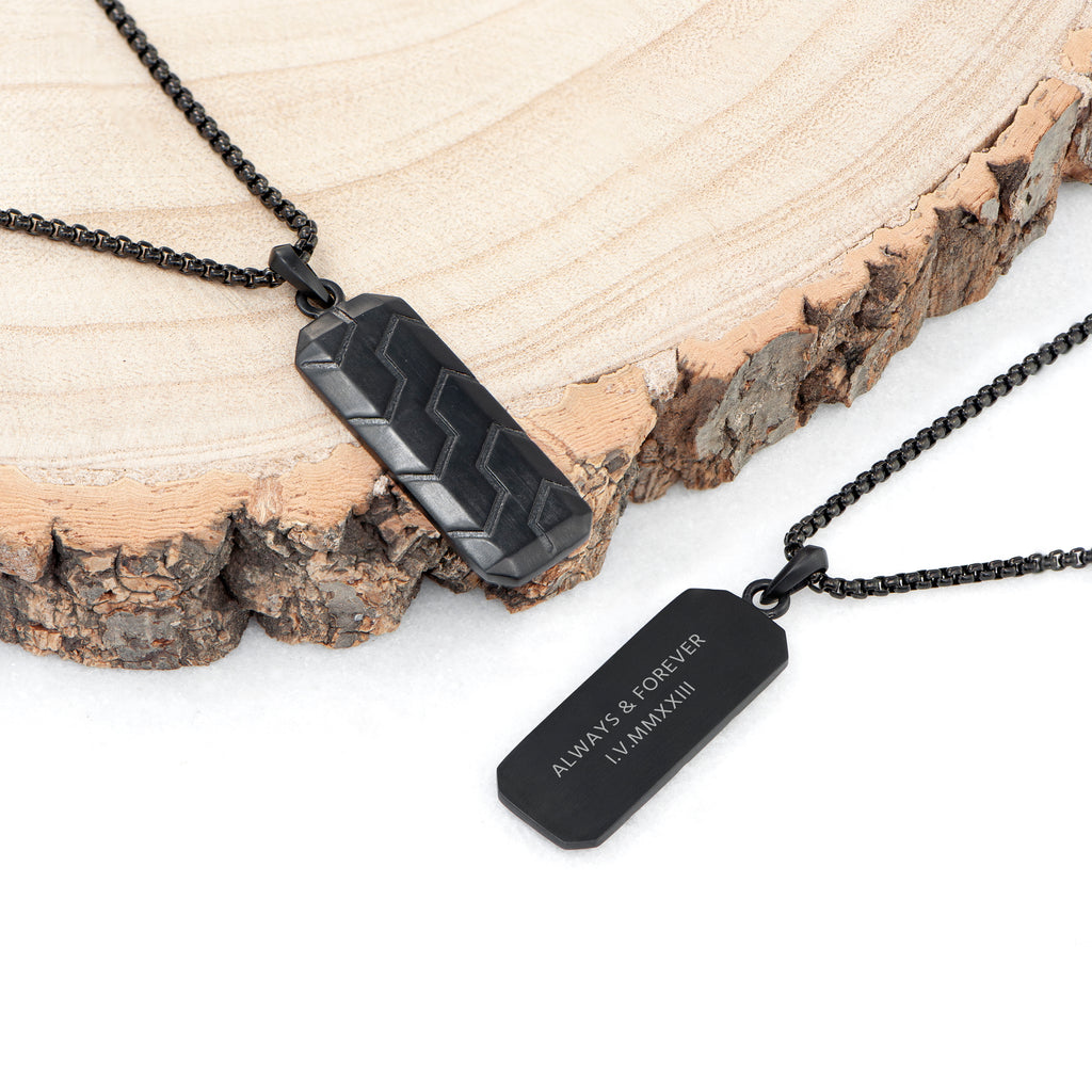 PER5332PersonalisedMen sTyretreadStoneNecklace