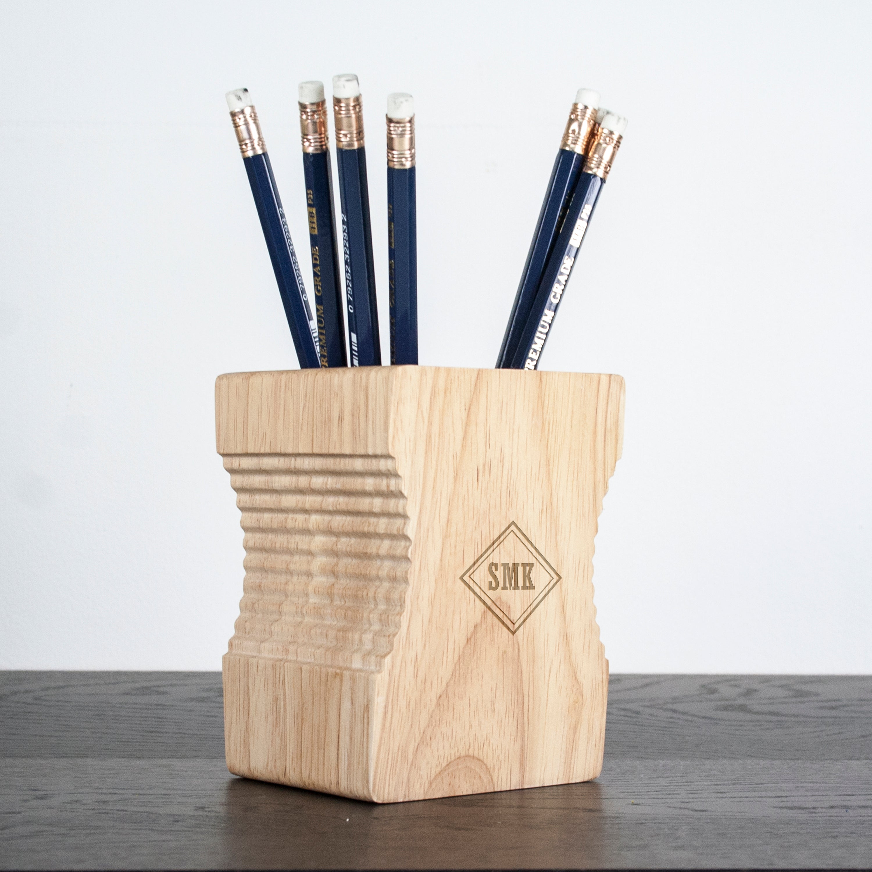 Personalised Sharpener Desk Tidy Light Wood Treat Republic