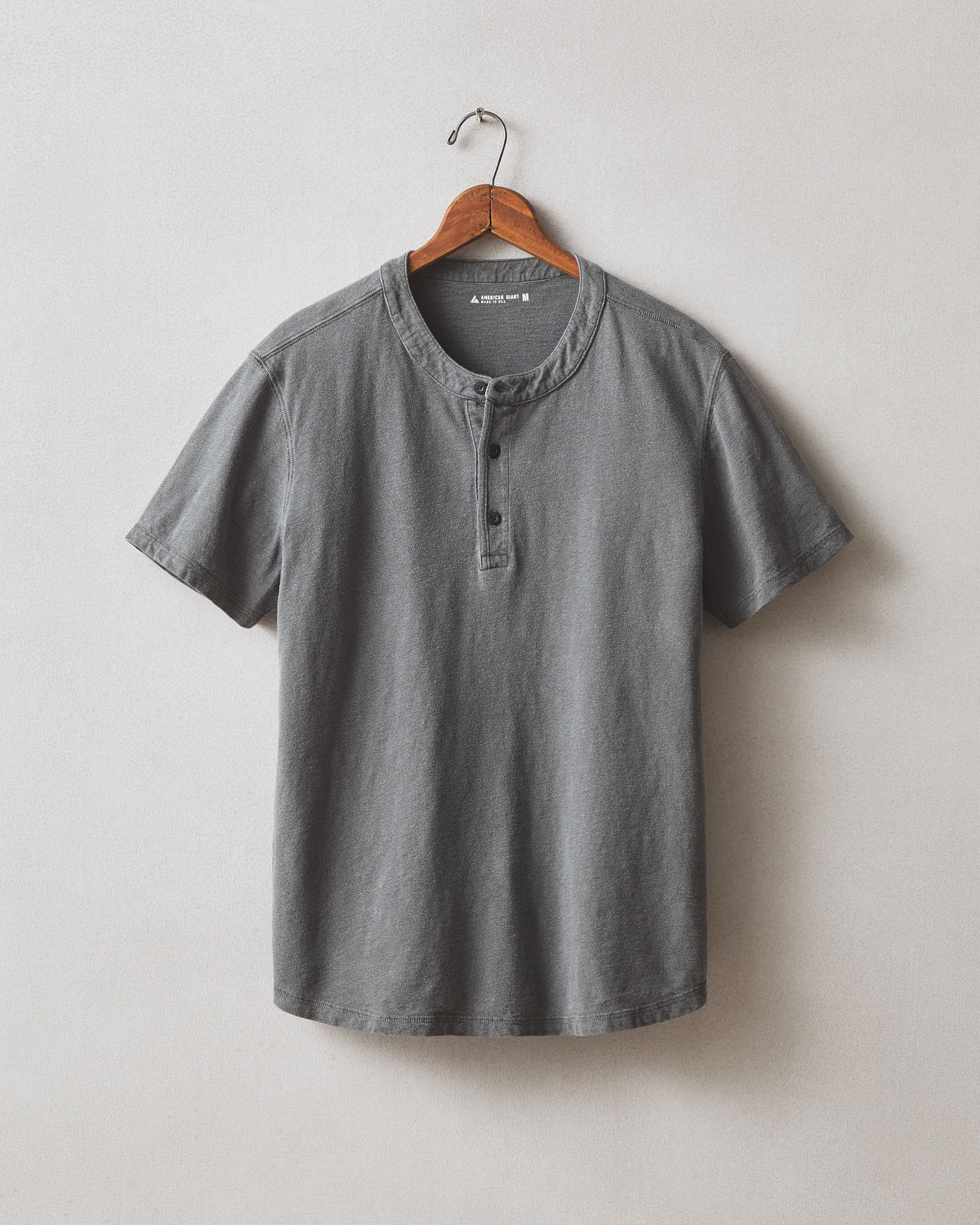 Men's Broken-In Premium Slub Henley Tee - Washed Dark Charcoal