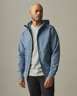 French Terry Half Zip Hoodie - Winter Sky