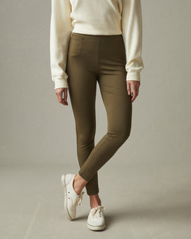 Mid-rise gabardine leggings in brown - Joseph