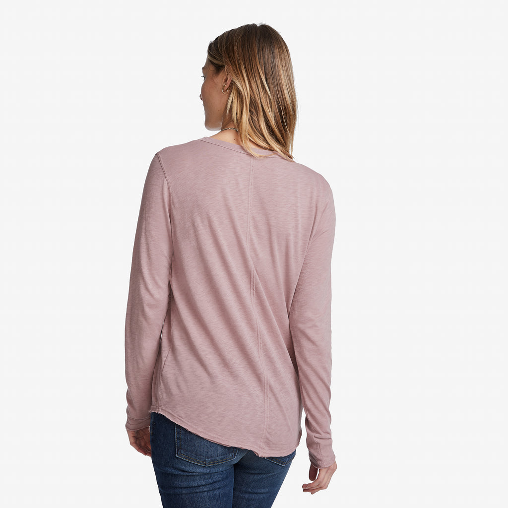 Luxe V-Neck T Long Sleeve - Dusty Rose
