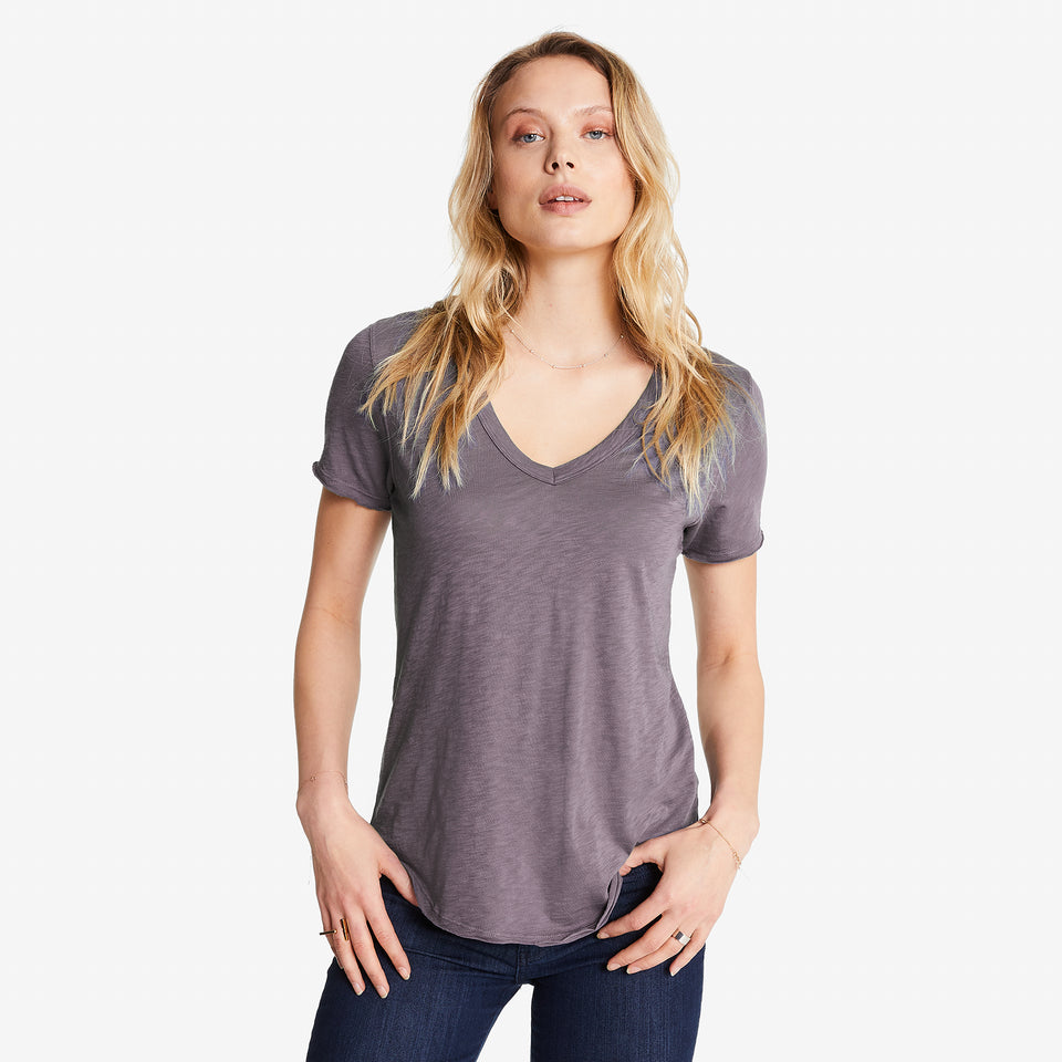 Luxe V-Neck T - Grey Lilac