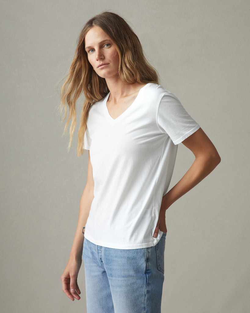 Classic Cotton V-Neck Tee - White