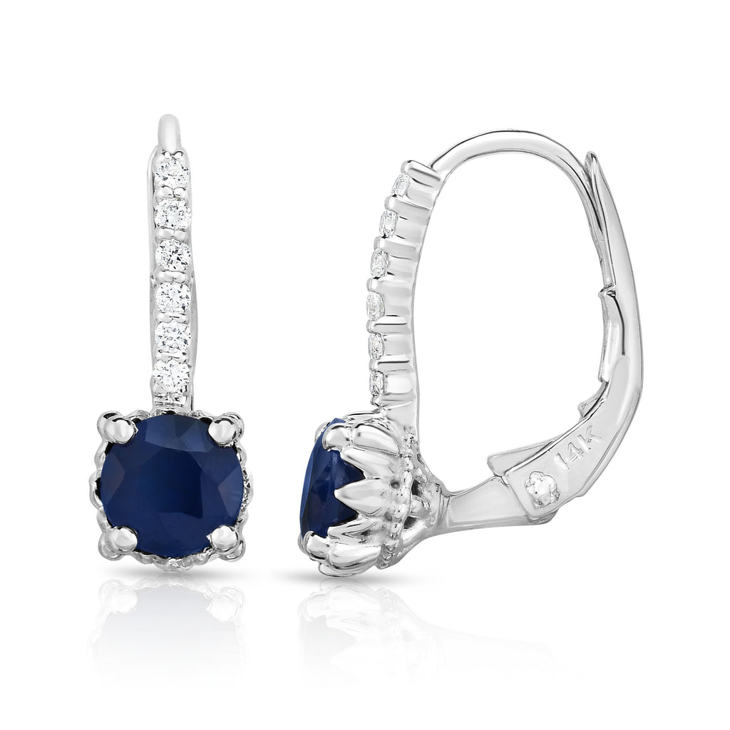 blue sapphire leverback earrings