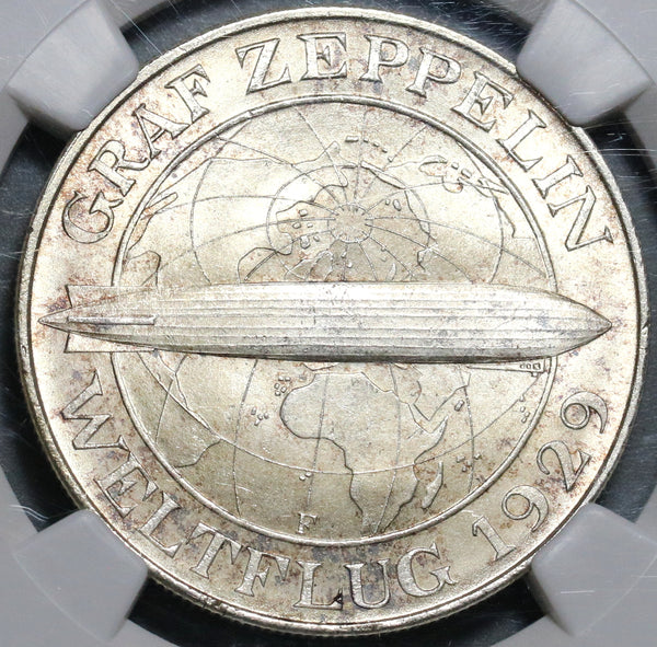 ドイツ　５ライヒマルク 銀貨 ツェッペリン号世界飛行記念　1930年