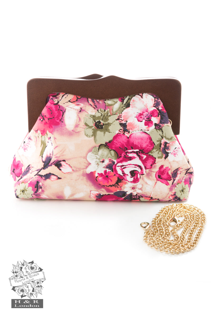 Pink Floral Clutch Bag – Jitterbug Retro